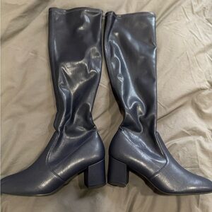 Stuart Weitzman Blue Over the Knee Boots with Block Heel